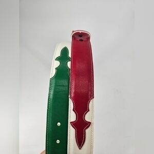 Custom Mexican RED WHITE GREEN Genuine Leather Interchangeable BELT STRAP sz 45